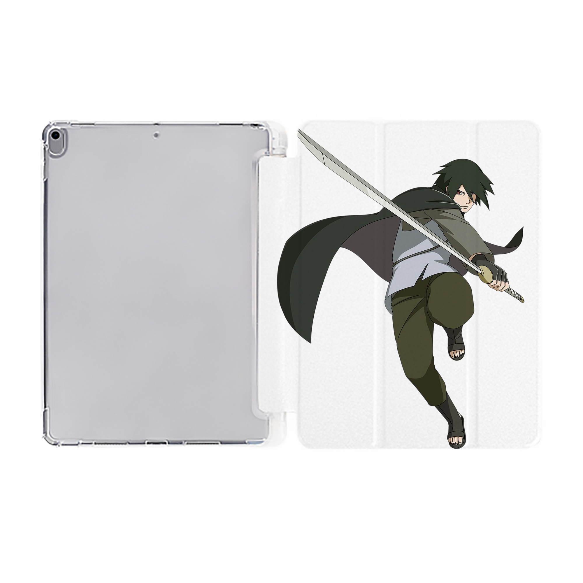 （画像用） NARUTO -ナルト- うちは サスケ Uchiha Sasuke IPad ケース ペン収納付き 三つ折りスタンド PUレザー×シリコン 対応機種9.5/10.5/10.9インチ